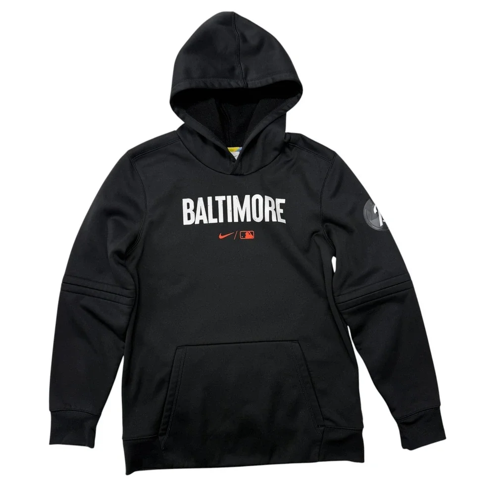 Nike Baltimore Orioles City Connect Therma-FIT Hoodie Black Kids Large 14/16
